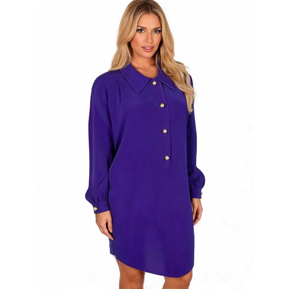 Vintage 1970s Lilli Ann Purple Shirt Dress – Union Made – Size XL Equivalent